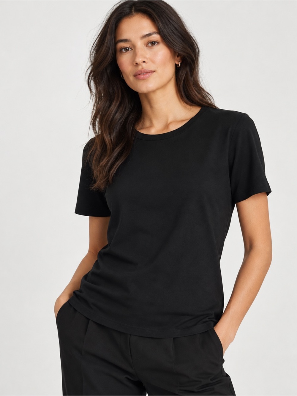 Kit and Ace Black Pima Cotton Stretch Crew Neck T-Shirt Size Small